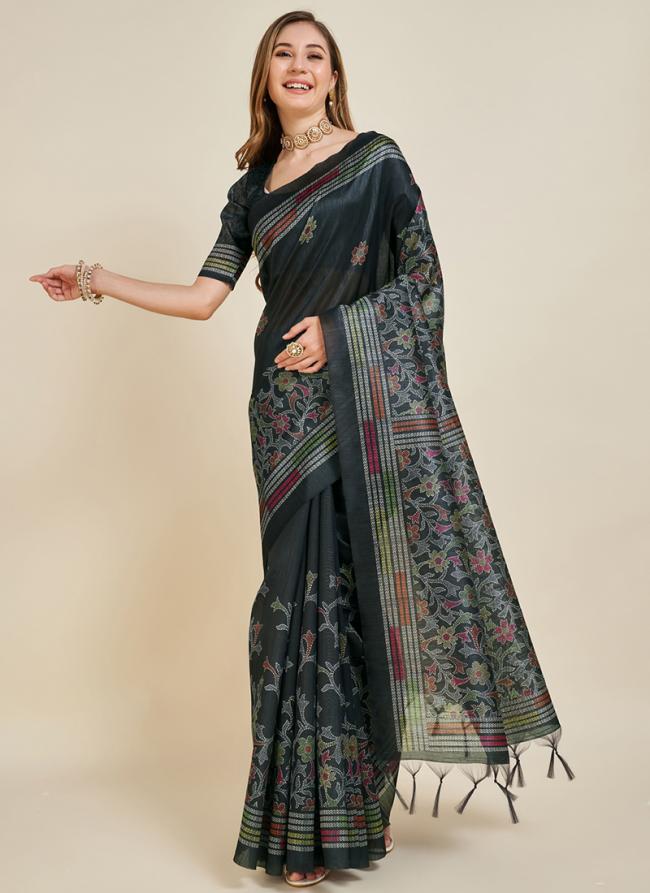 Silk Black Traditional Wear Weaving Saree